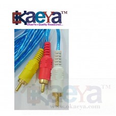 OkaeYa 3 RCA Male to Male Flat AV Cable 1 Meter - Home Theater Laptop PC DVD